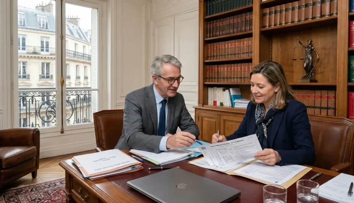 Un particulier en rendez-vous avec un avocat fiscaliste pour choisir son expert en contrôle fiscal