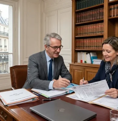 Un particulier en rendez-vous avec un avocat fiscaliste pour choisir son expert en contrôle fiscal
